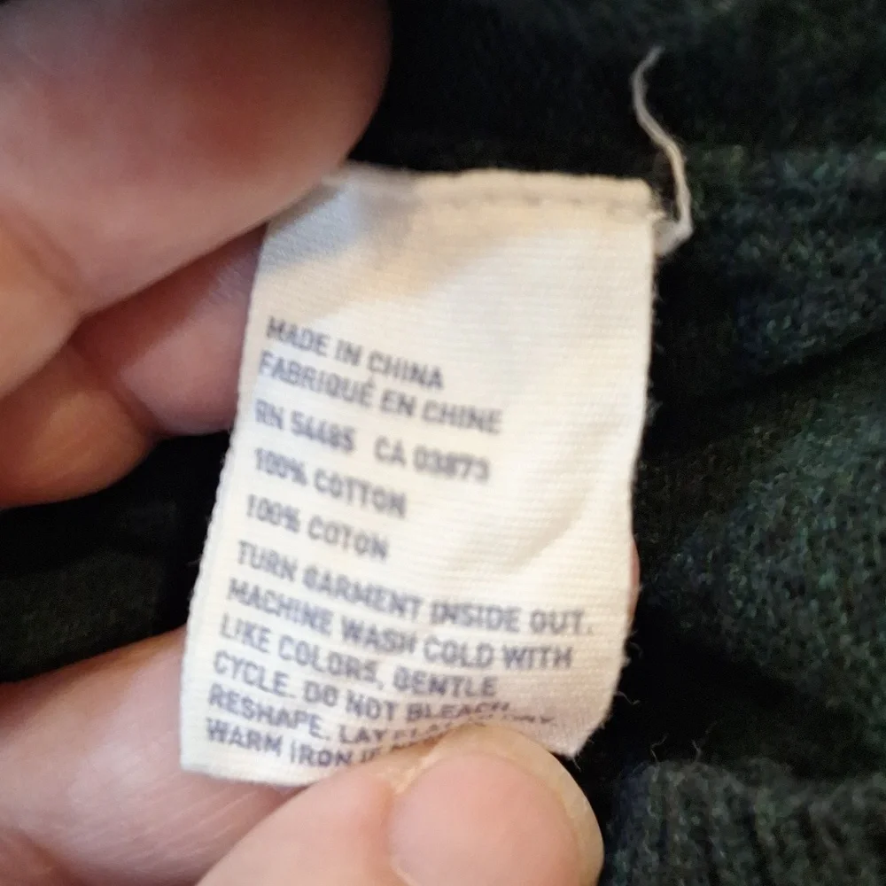 American‎ Eagle Outfitters Men's Dark Green V Neck Sweater Stripe Detail Sz Lg